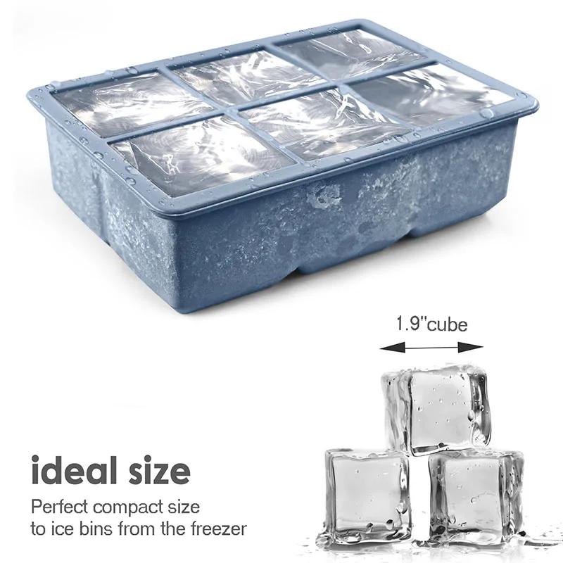 Bpa Free Silicone Ice Cube Trays Large Size Stackable Flexible Silicone Ice Cube Molds With Leak Proof Removable Lid