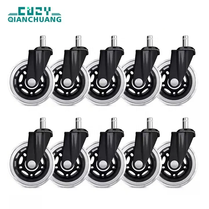 Бесшумный Гладкий 3 дюймовый 11/22 стержень прозрачный ролик полиуретановый поворотный офисный стул колесики для стула