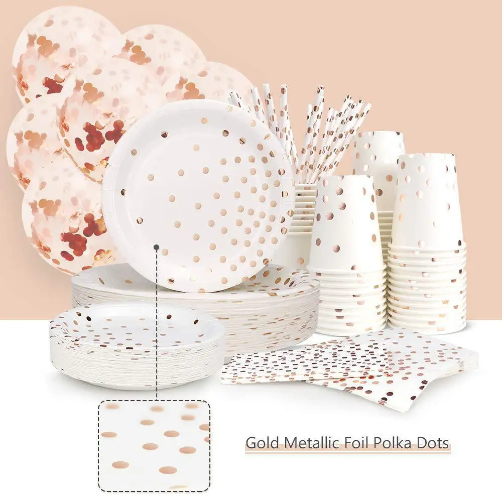 Hot Sale Happy Birthday Rose Gold Plate Cup Balloons Party Supplies Decorations Set For Kids Gifts