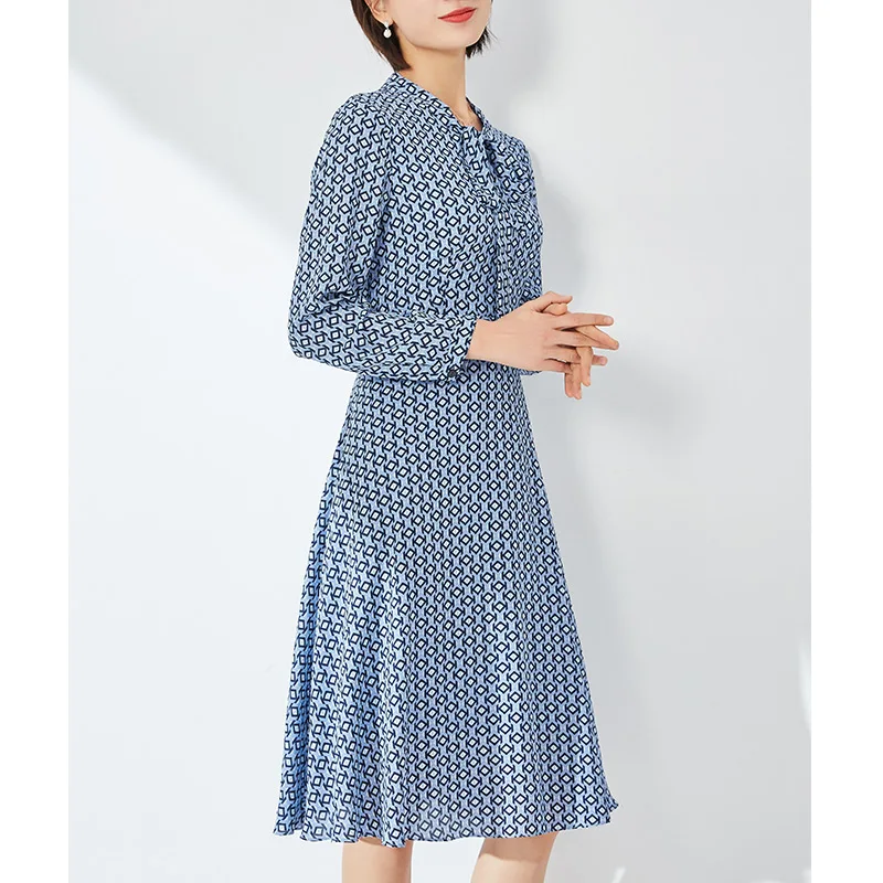 Summer printed long dress chiffon new style ladies casual short skirt  long sleeve fashion popular floral woman maxi  dress