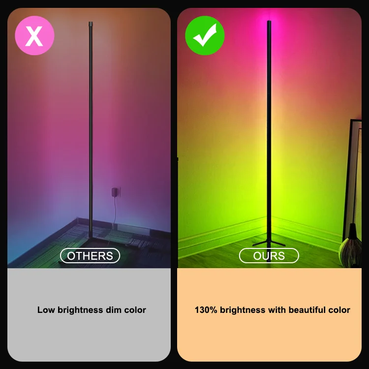 LED RGB Corner Floor Lamp Color Changing Lamp Hotel Room Bedside Designed Adjustable Floor Lamp