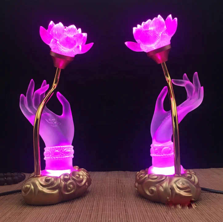
Liuli Buddhism White Hand 7Colour LED Lotus 
