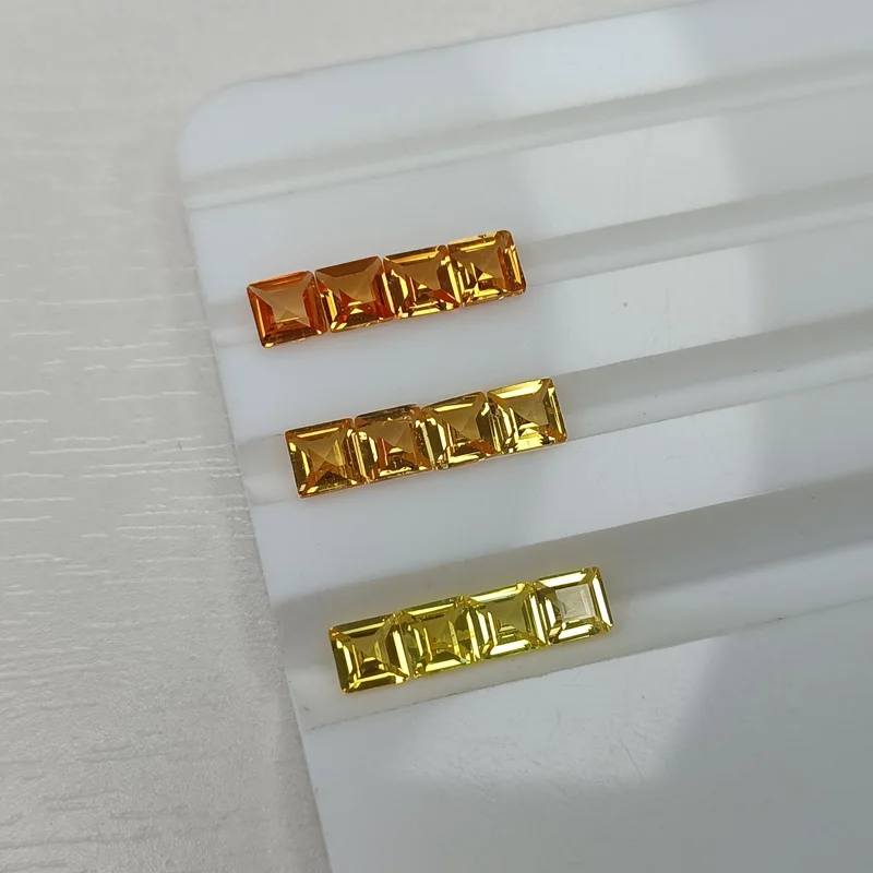 Princess Cut Square Faceted Gemstone Natural Yellow  Sapphire 100% Natural