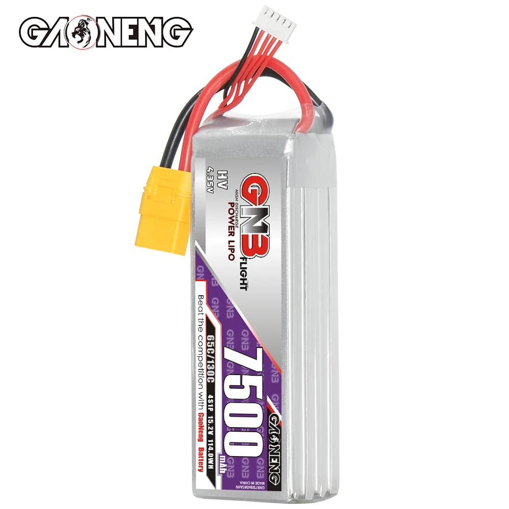GNB GAONENG LiHV 7500mAh 4S 15.2V 65C 130C XT90 RC LiPo Battery RC Car Drone Airplane MultiCopter Boat Off Load on Load