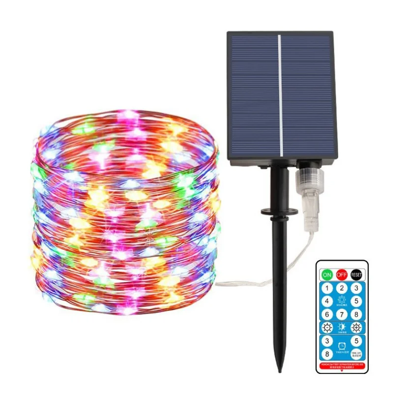 33FT 10M Waterproof Garden Patio Outdoor Christmas Tree Copper Wire Solar Lighting Decoration Led String With Remote