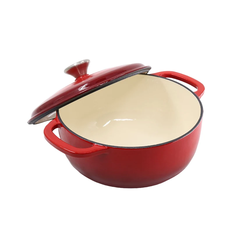 Enameled Cast Iron Dutch Oven Pot with Lid Round Nonstick Enamel Cookware Crock Pot with Dual Handle and Cover