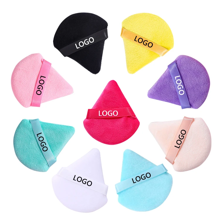 Custom Logo Beauty Tool Cotton Makeup Setting Powder Puffs Velvet Cosmetic Puff Face Soft Velour Triangle Powder Puffs