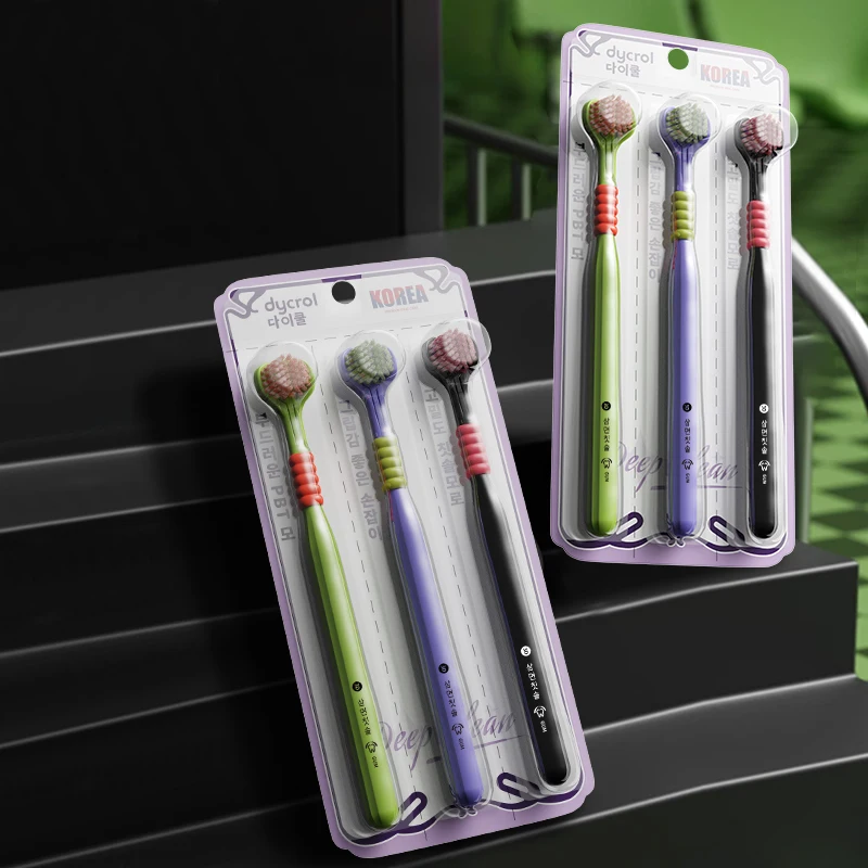 Best Selling 3-sided Toothbrush Anti Slip Grip Dupont Soft Bristle Toothbrush Deep Cleaning Toothbrush for adult for Home Use