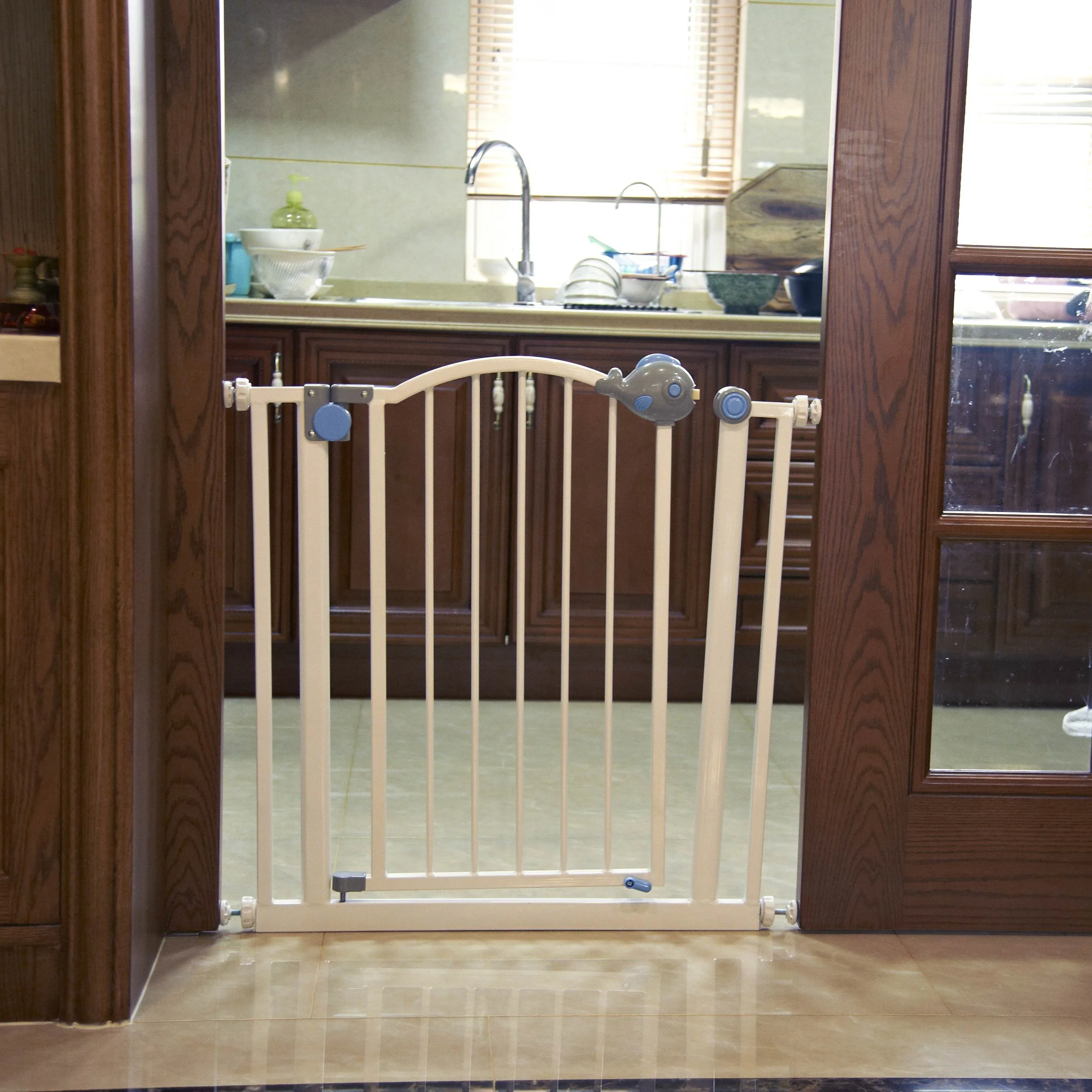 
Pressure mounted gate Metal door and stairs baby safety gate 