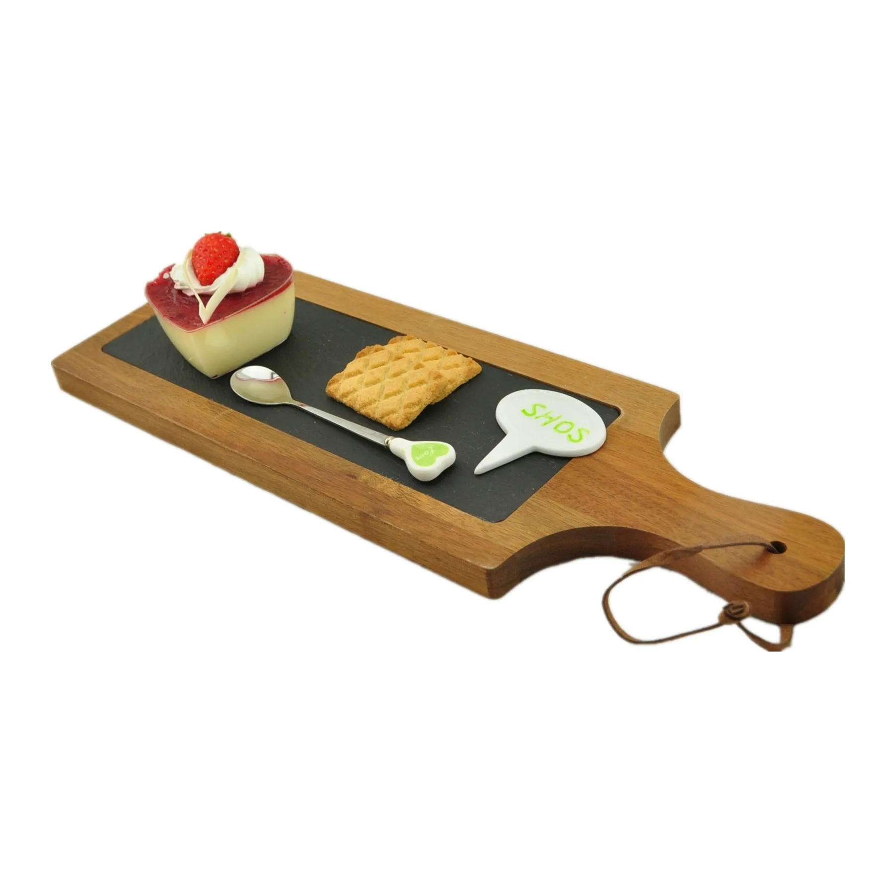 Wholesale Cheese Board Plate Custom LOGO Engraved Printing Slate Serving Plate For Restaurant