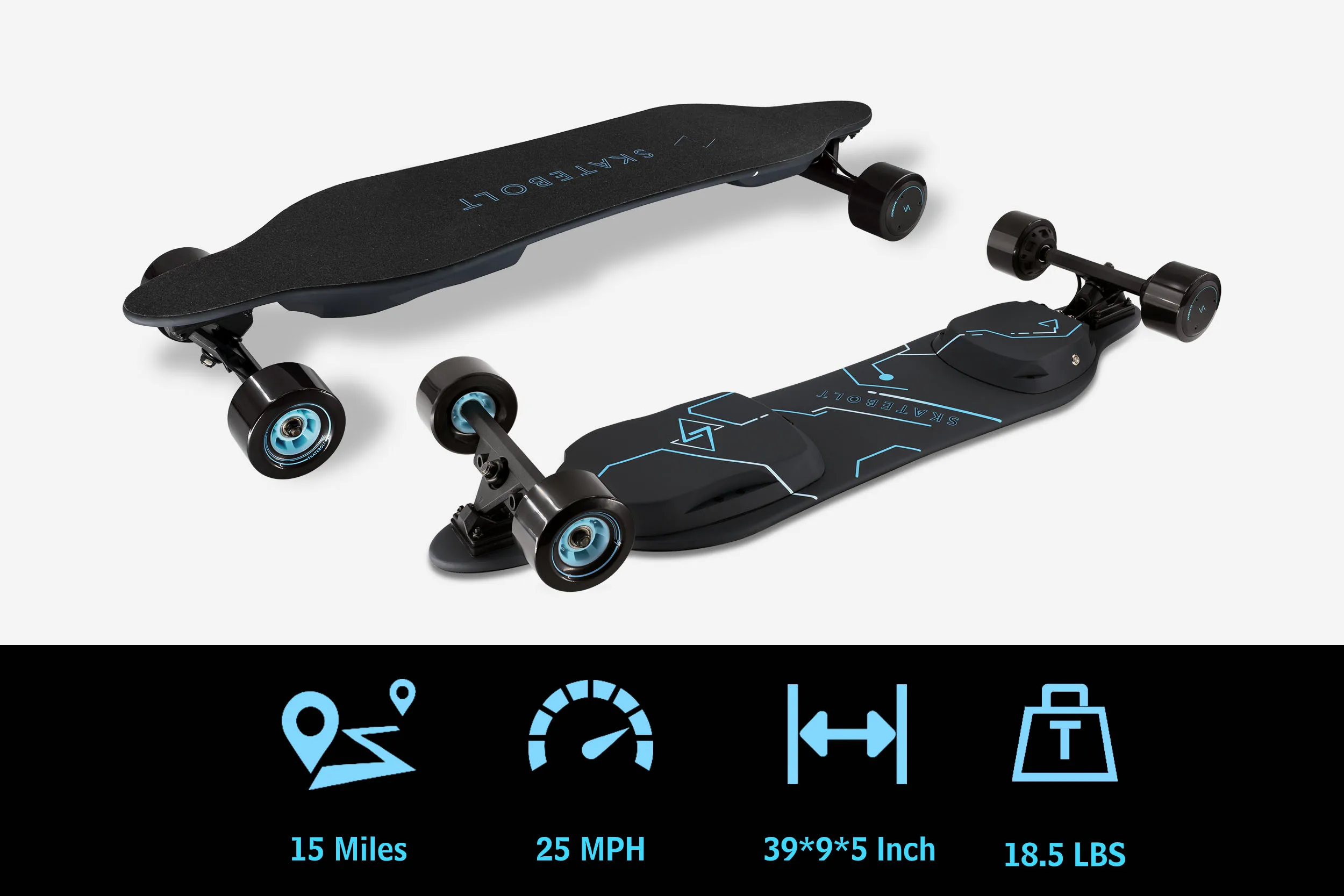 
USA dropshipping Skatebolt Breeze II 28 MPH Top speed Remote control Dual motor offroard all terrain 4wd Electric Skateboard 