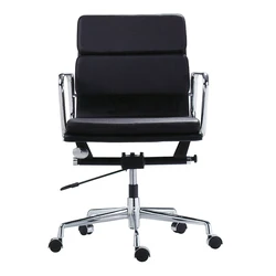 White Leather 5-star Base Low Back Soft Pad Office Swivel Chair