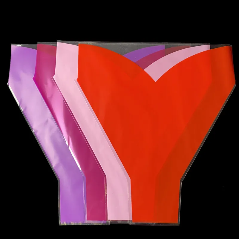 Wholesale Transparent Waterproof Plastic Fresh Flower Bouquet Sleeve Bag Plant Fashion Red PLA Flower Sleeves For Packaging