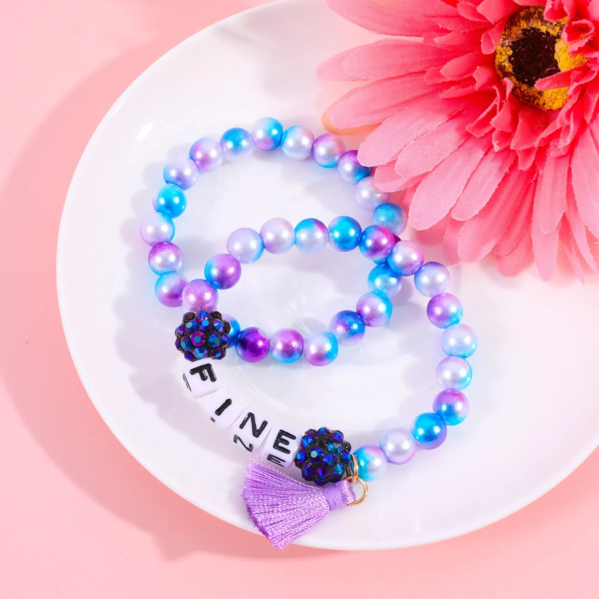 blue style Children jewelry wholesale pearl kids bracelets and charms jewelry