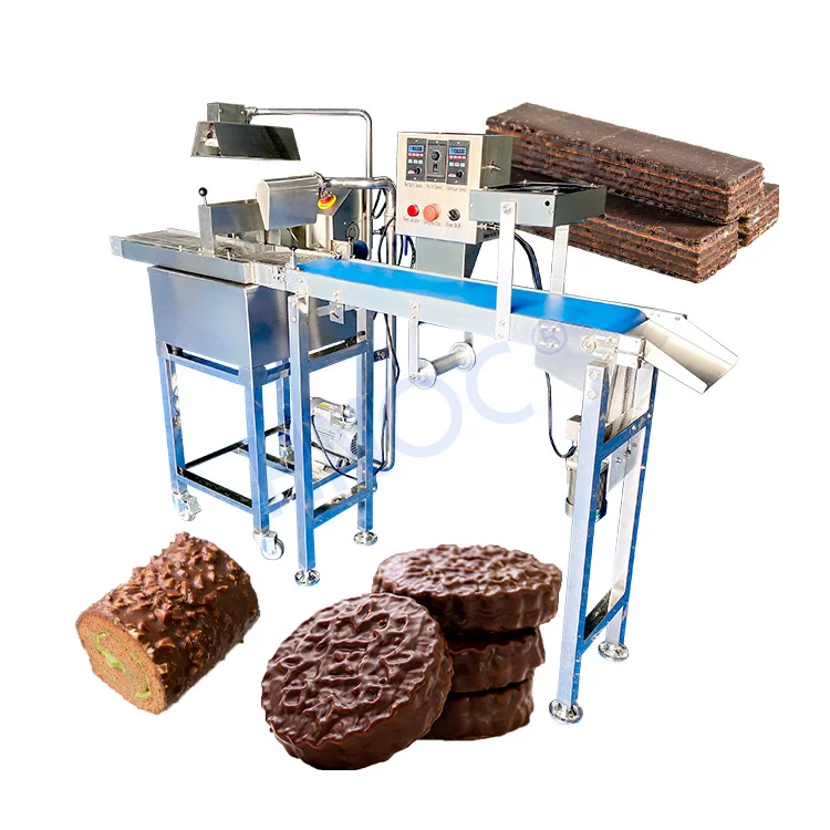 25/60/100L continuous molding Ball Chocolate Melt Dipping Cover Enrobe Price Chocolate Enrobe Machine and Cooling Tunnel PLC