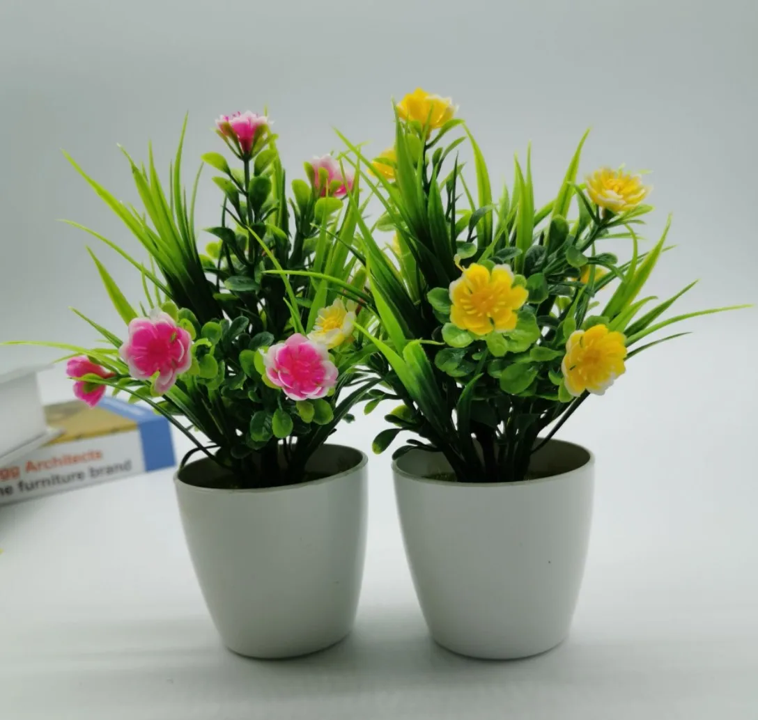 plastic potted artificial flower plant bonsai for home house flower decoration