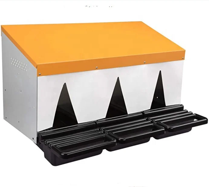 3 Compartment orange color chicken nest box  Laying Nest Easy Assembly with Removable Plastic Egg Collection Basket with curtain