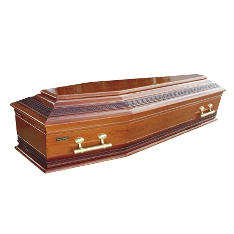 TD--E27 Customized solid paulownia european wooden coffin with handles for funeral use