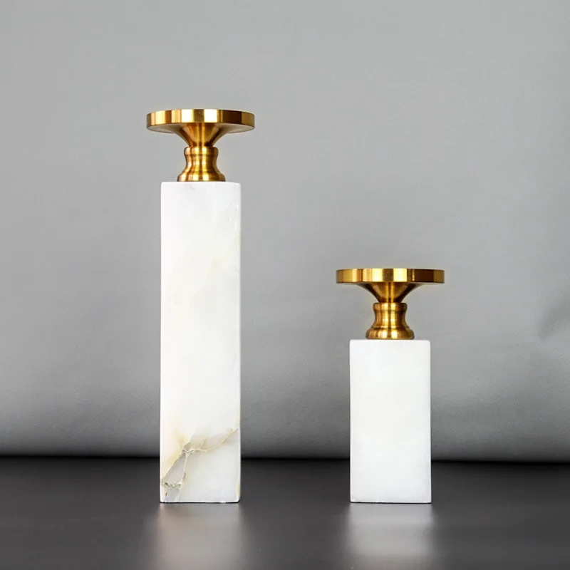 Top Quality Nordic Candle Holder Custom Size White Marble Wedding Candlesticks For Home