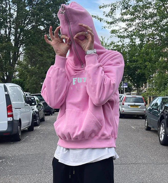 Women oversized Embroidered Fleece Brushed Full Face Zip Up Hoodie Custom Logo Pullover