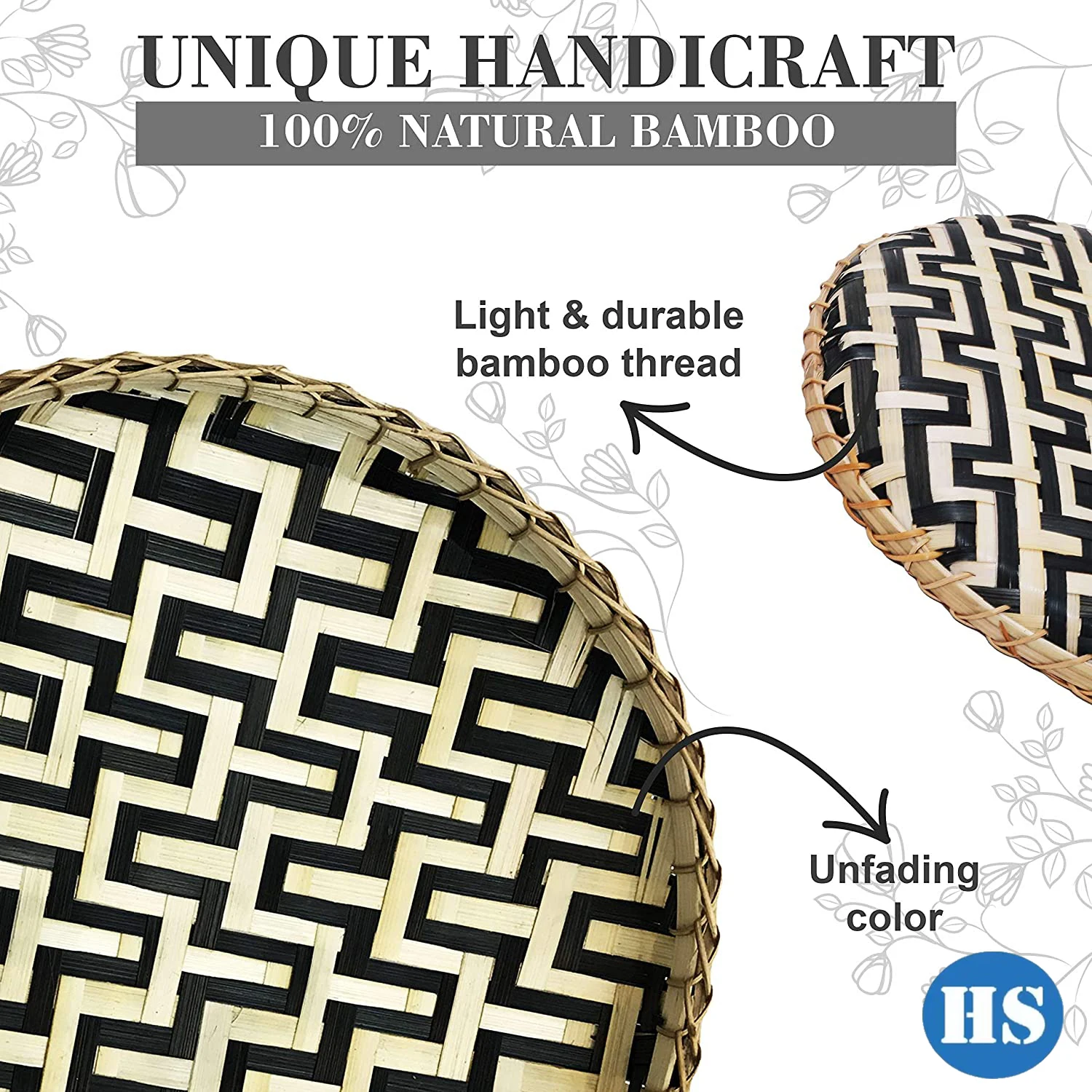 Eco-friendly Round Handwoven Bamboo Wicker Storage Baskets Fruit Vegetable Set 3 Handicraft Wall Decor Serving Basket Tray