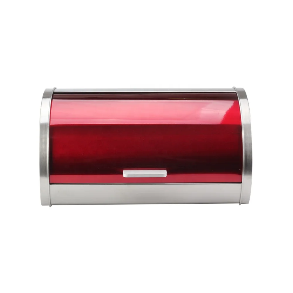 Bread Bin Roll Top Black Breadbox Metal Roll Up Top Lid Bread Container Storage Bin Keeper for Homemade Cake