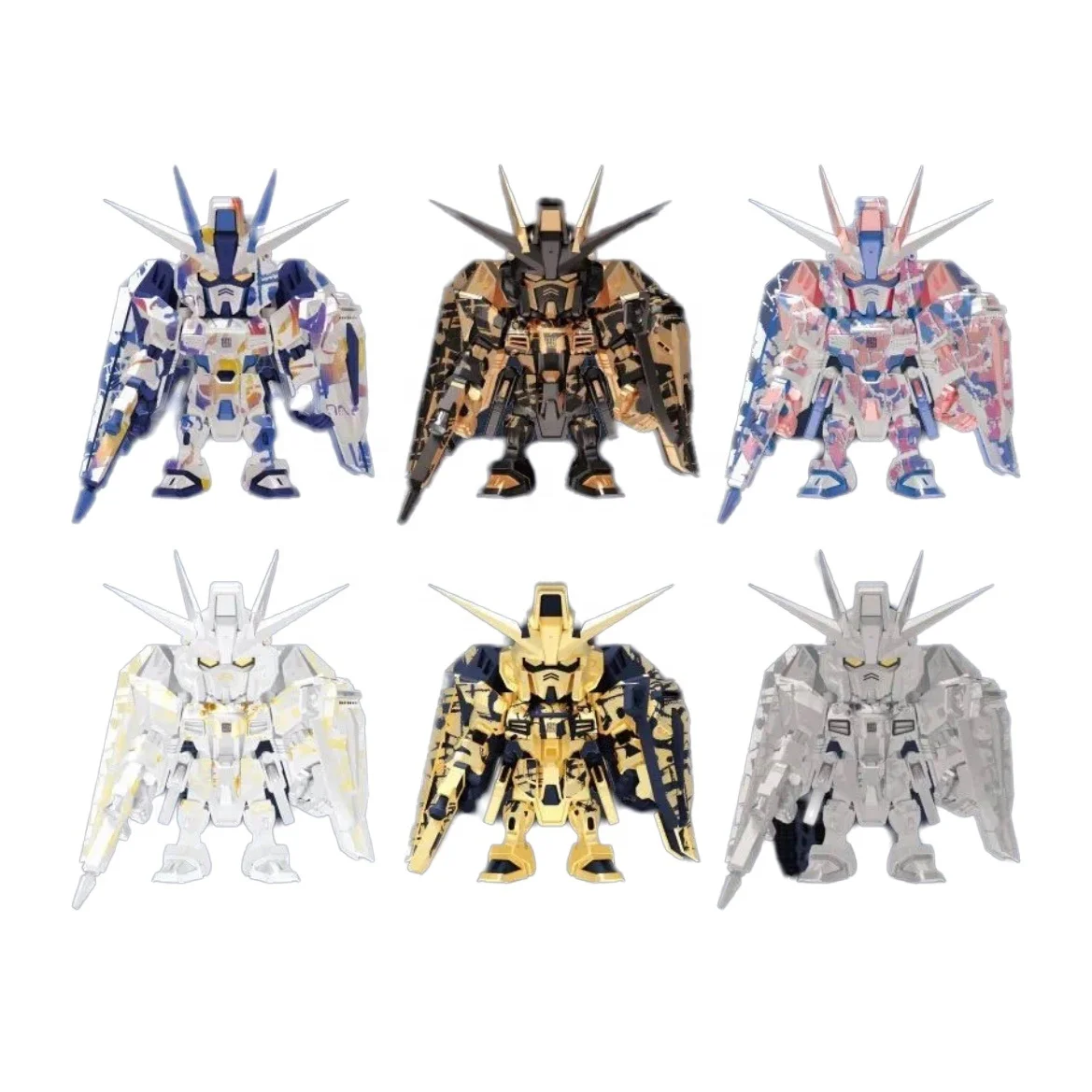 Hot product cute collection ornaments Q-style aircraft anime mystery box Meilin sky book Freedom Gundams series play blind boxes