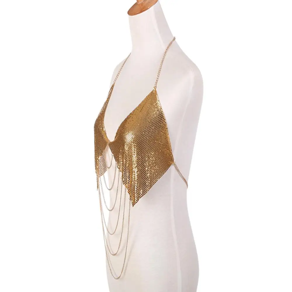 Sexy bikini personality sequined tassel chest chain luxury  body jewellery chain jewelry bra