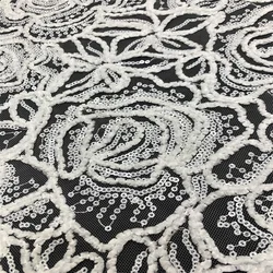 Dress colorful ribbon sequins Embroidery Wholesale French Silk 3D  Lace Fabric