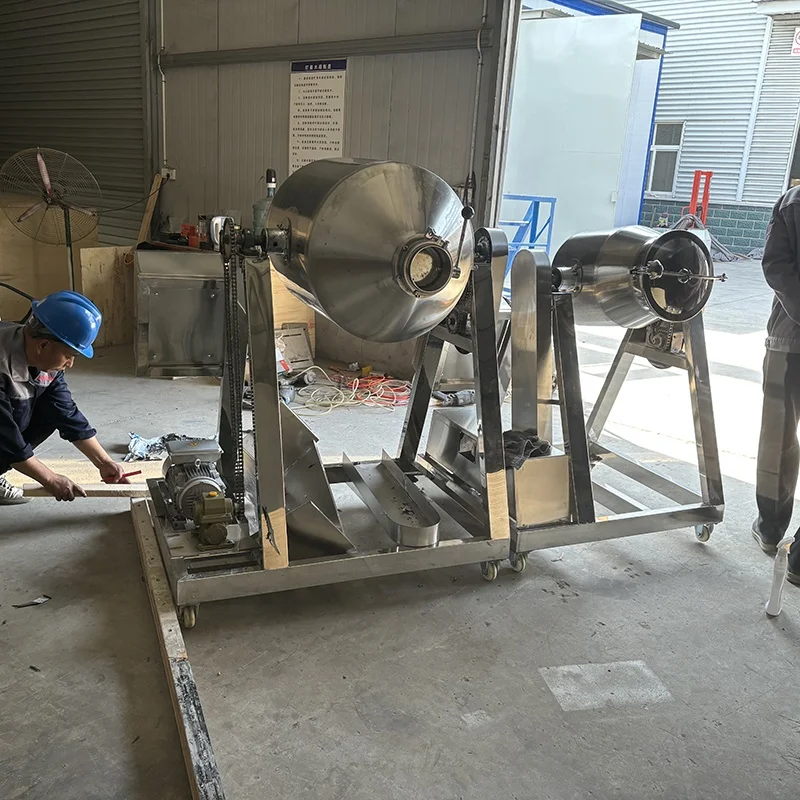 Food grade  flour mixing machine price herbal double conical powder mixing machine 100 kg small dry powder drum lab roller mixer