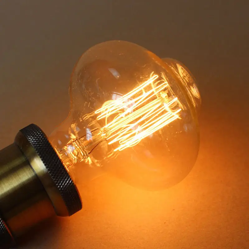 Indoor lighting decoration e26 e27 b22 amber vintage edison light bulb 40w squirrel cage tungsten filament light bulbs L80 lamp