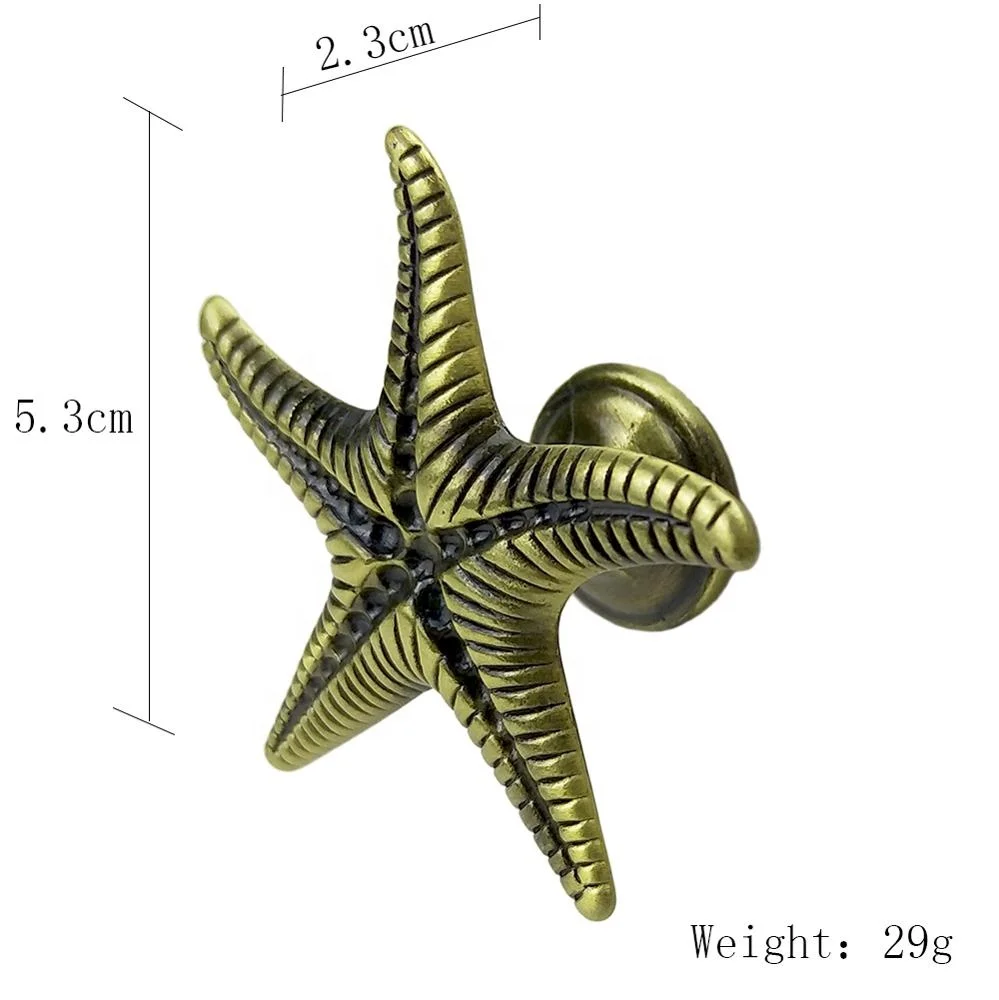 Starfish Knobs Coastal Beach Ocean Theme Single Hole Pulls Handles for Cabinet Drawer Cupboard
