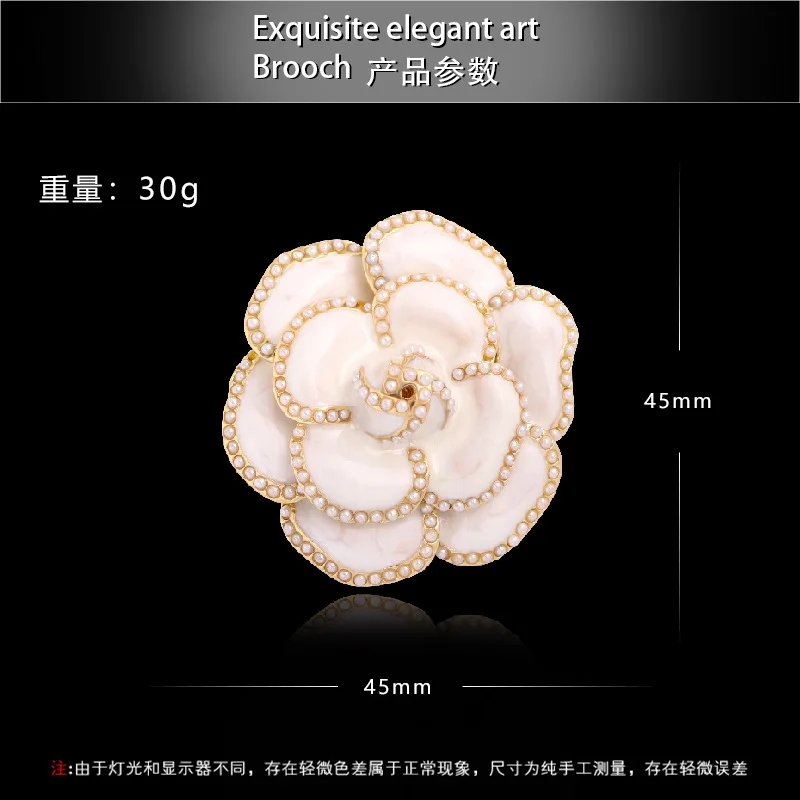 2024 New Fashion Camellia Pearl Brooch High-end Vintage Corsage Cute Metal Pin For Lady