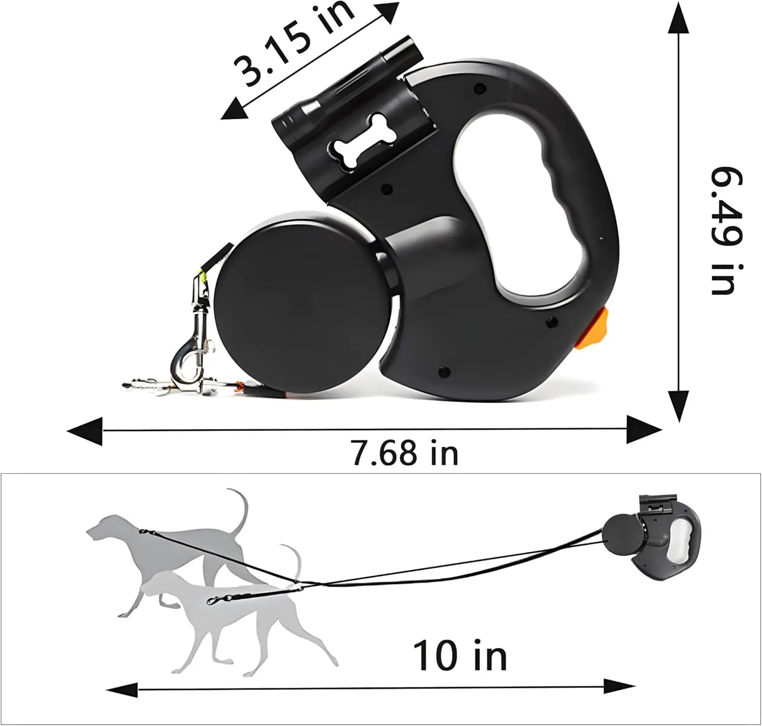 Dog Leash Double Head Design Automatic Retractable Dog Leash Innovative and Convenient Pet  Equipment Dog Walking Tool