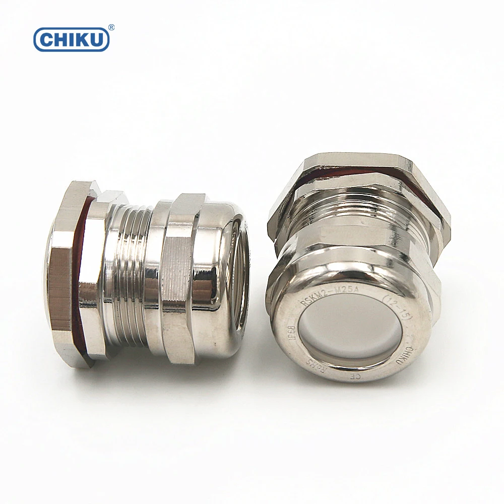 M25 waterproof metal cable gland nickel plated brass IP68 applied for New energy vehicles