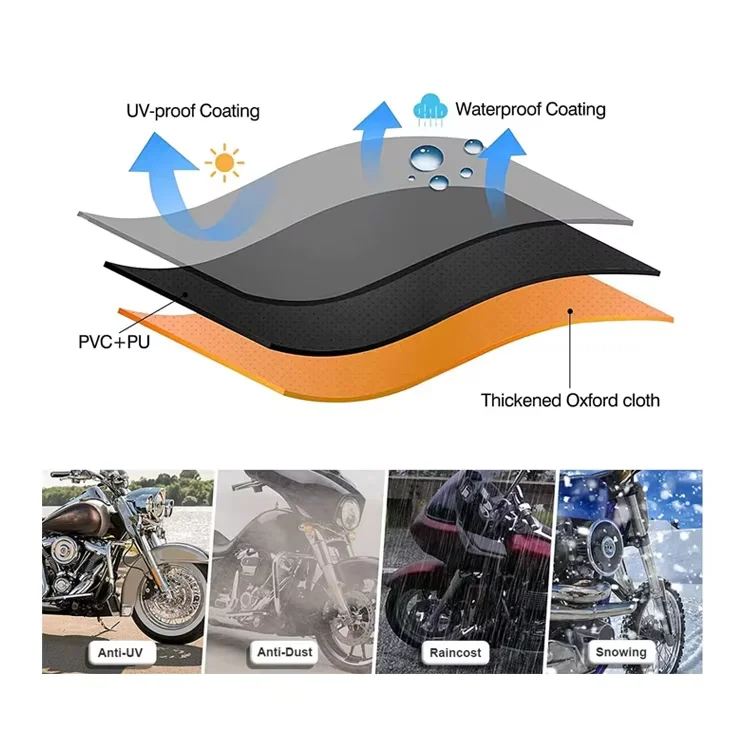 Heavy Duty Dustproof UV Resistant Waterproof Motorcycle Cover with Lock Hole
