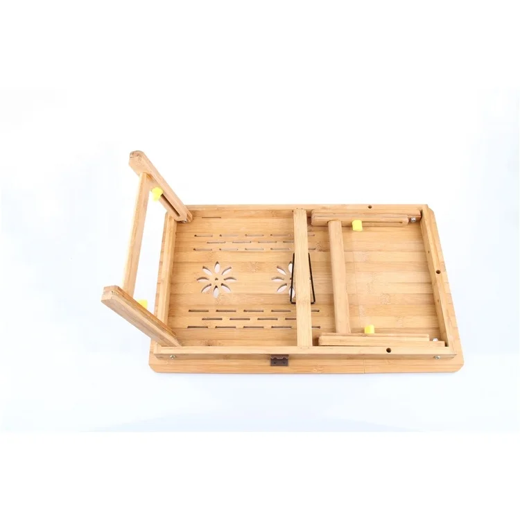 
Adjustable bamboo small size laptop computer folding desk bed study table for home 