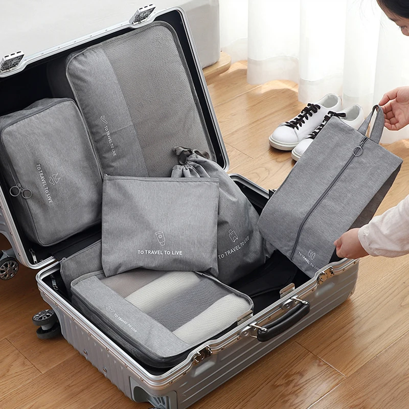 Custom Waterproof Foldable Luggage Organizer Set Nylon Travel Packing Cube Bag Weekend Travelling, Gym Sport 1pc/poly Bag 100pcs