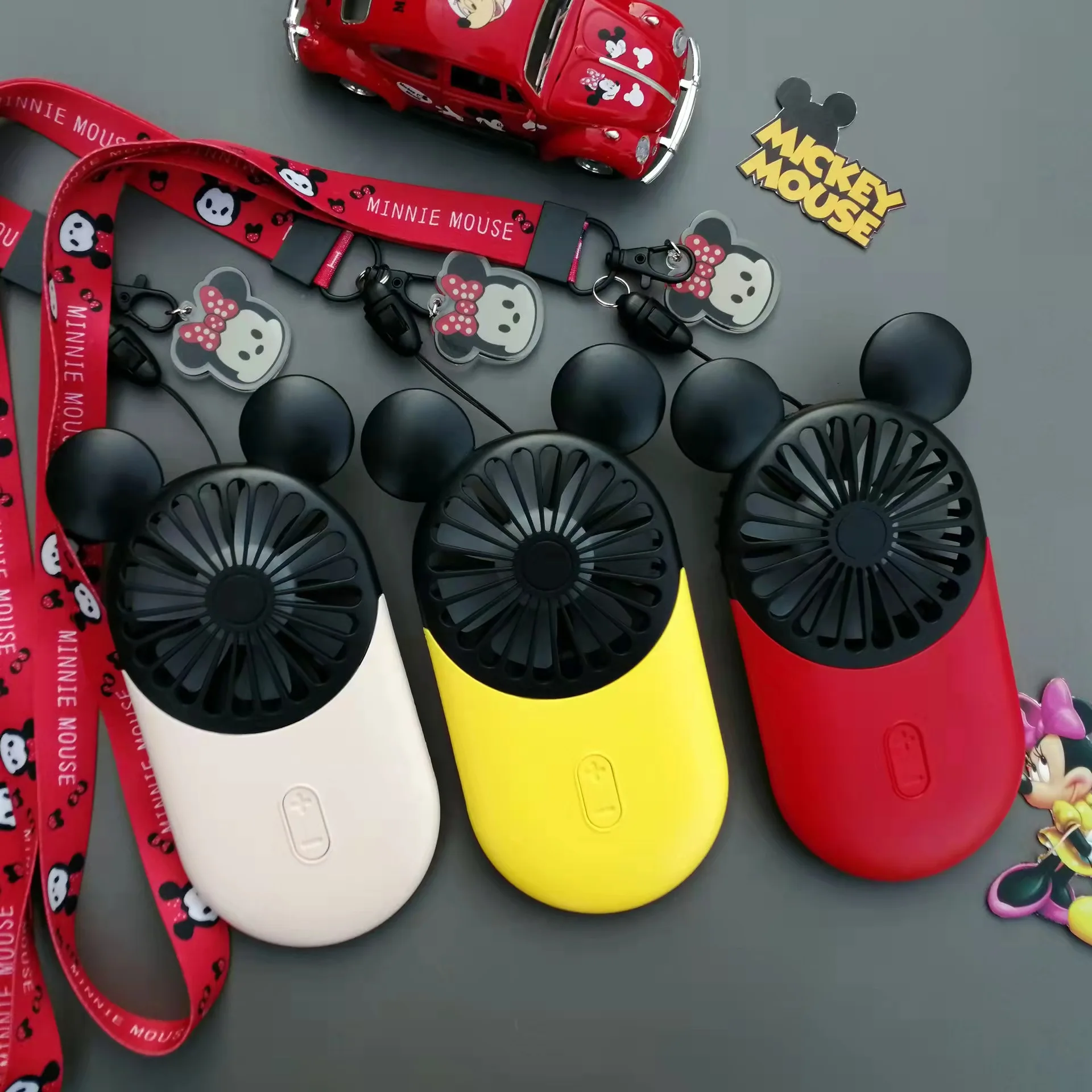 New Mickey Minnie cartoon portable cute USB rechargeable Mini handheld electric fan