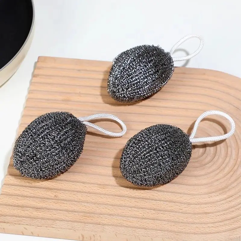 New Design Not Easy to Rust Stainless Steel Scourer Kitchen Wire Washing Balls Scrubbing Sponges With Hanging Rope