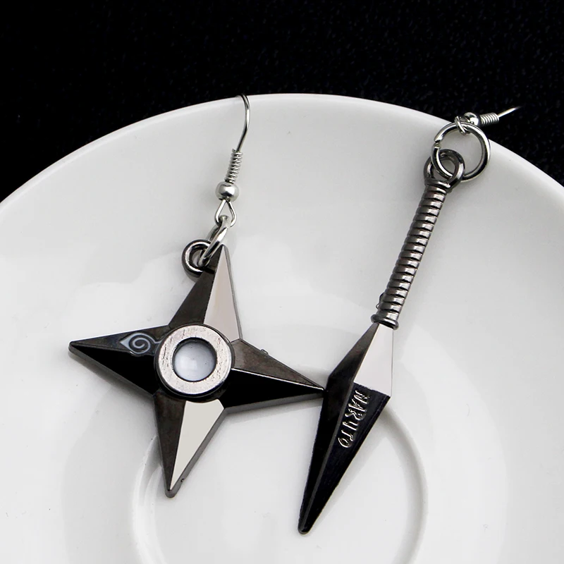Anime Props Jewelry Konoha Earrings for Women Akatsuki Red Cloud Ear Hoops Ninja Darts Dangle Earring Fans Creative Gifts