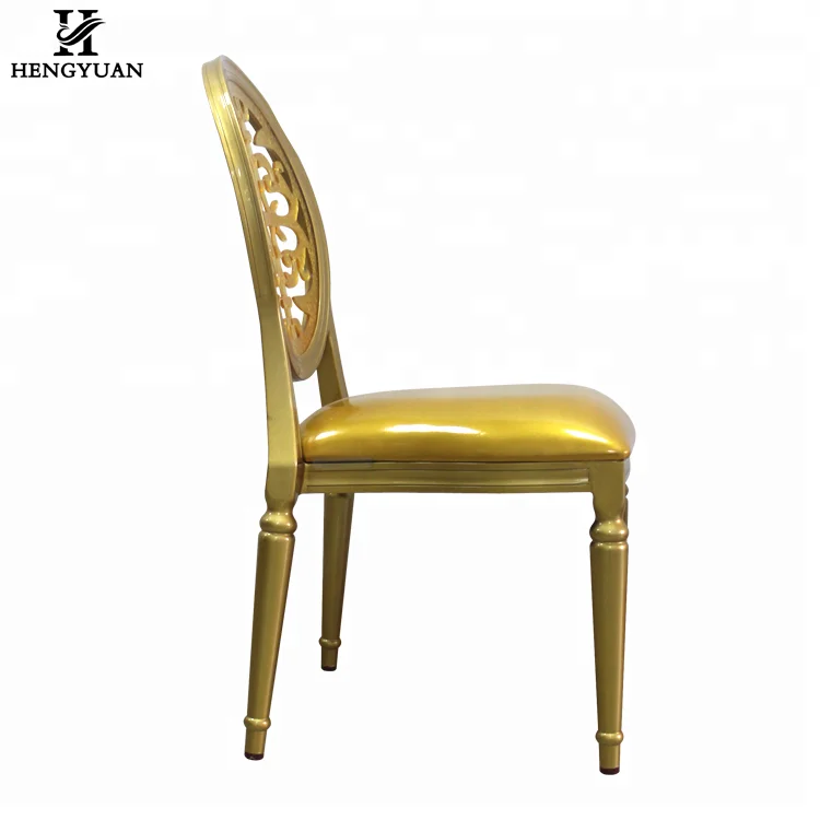 Wholesale luxury wedding and event banquet chairs gold dining chair hollow chair with round back