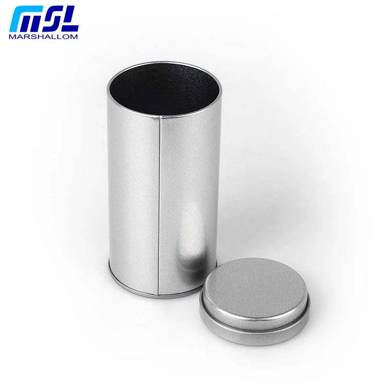 Silver Loose Tea Tins with Plug Lid Airtight Metal Round Coffee Cans Food Grade Luxury Empty Canister Custom Gift Tins