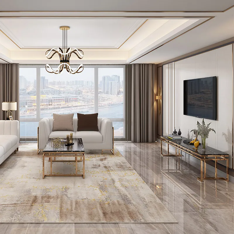 Modern marble top tv stand furniture living room metal leg for living  design