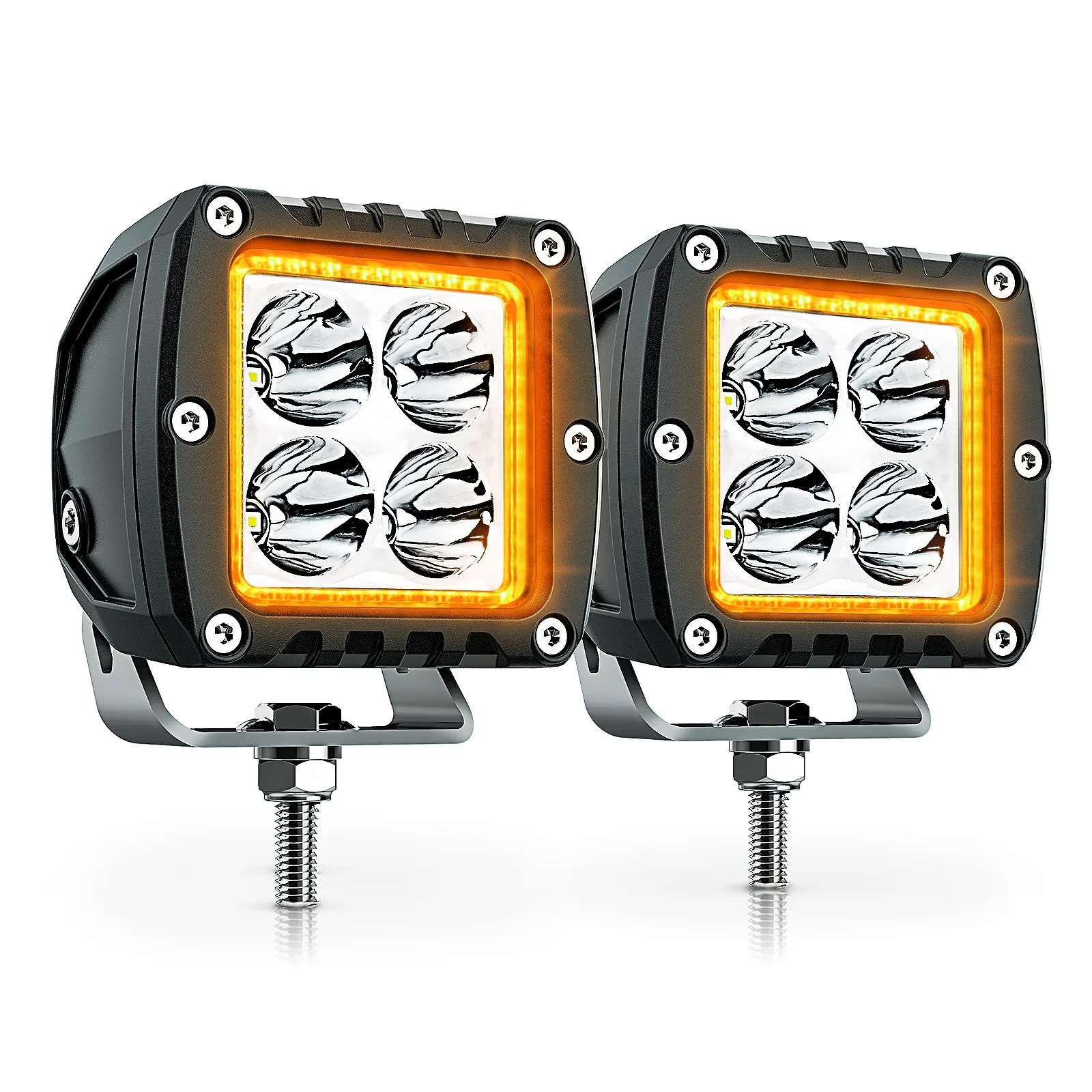 MICTUNING Amber Marker Light S1 20W Off Road Combo led driving light Amber LED Pods Working Light