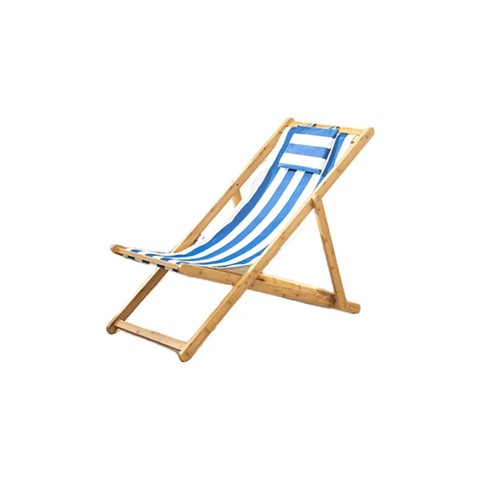 High Quality Folding Bamboo Lounge Chair Summer Outdoor Swimming Pool Adjustable Bamboo Beach Chair