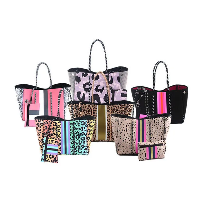 In Stock Women Summer Print Bag Large Capacity Women Handbags Big Neoprene Beach Tote Hand Bag