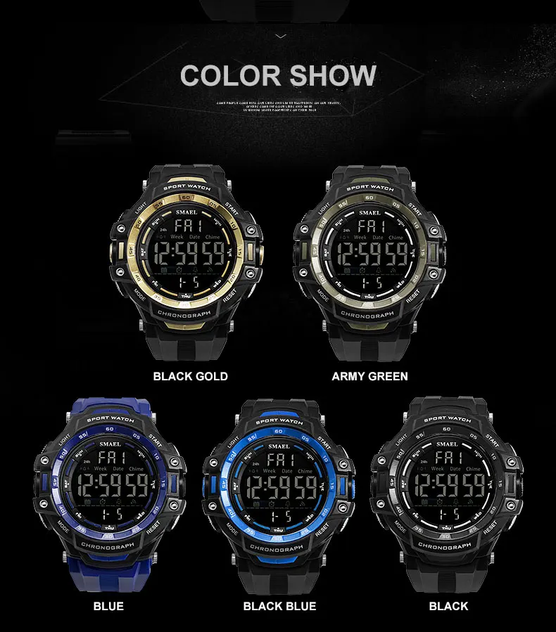 relogio SMAEL 1350 watches digital display led men waterproof custom sports watch