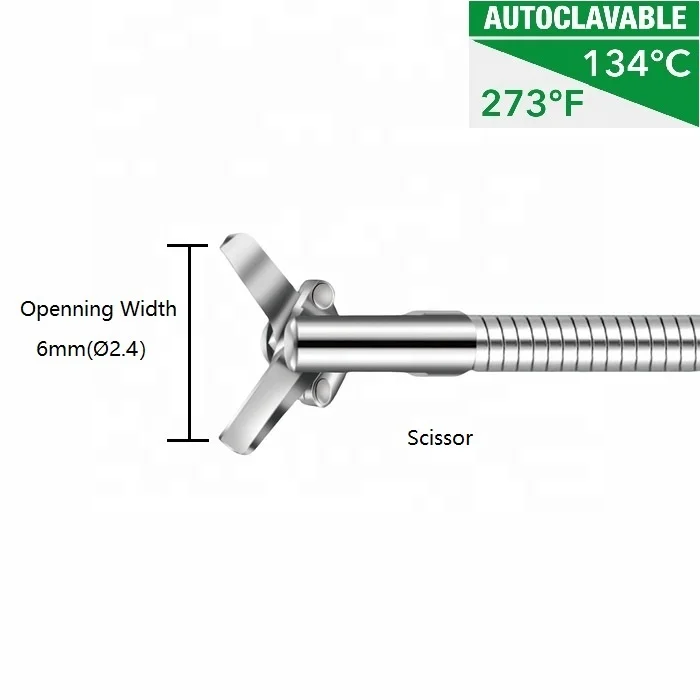 2.4mm Endoscopic reusable tissue cutting scissors, autoclavable biopsy ligature tape half-scissors cutter forfex