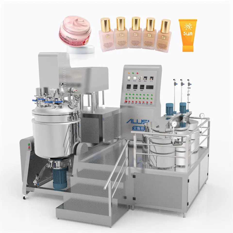 ALUSI 200L cosmetic cream toothpaste making machine vacuum emulsifier homogenizer mixing equipment for foundation cream